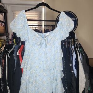 Altar'd State Light Blue Floral Mini Dress